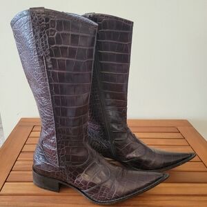 Idyllwind Strut Whiskey Brown Croc Embossed Leather Cowboy Boots Size 8‎